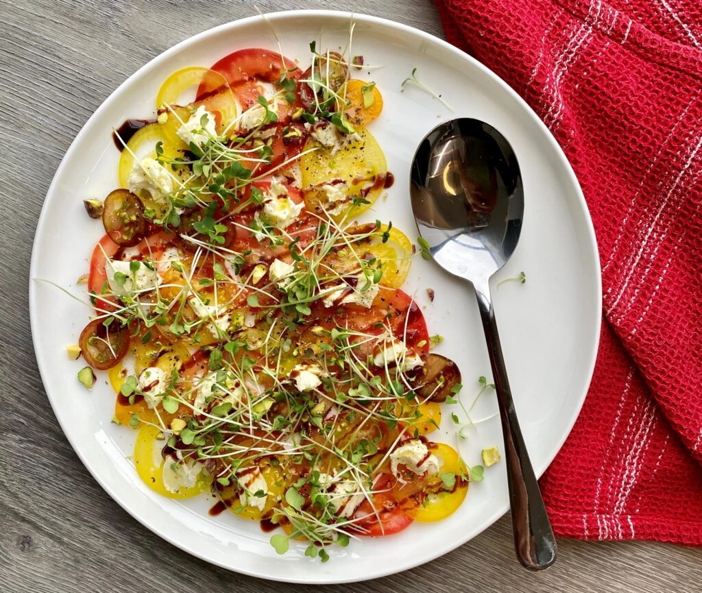 Tomato Carpaccio with Microgreens