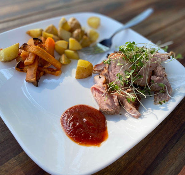 Pork Roast with Broccoli Microgreens Recipe